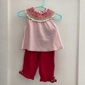 3-6 *vintage* Gymboree watermelon smocked swing top + pull on pants new oldstock